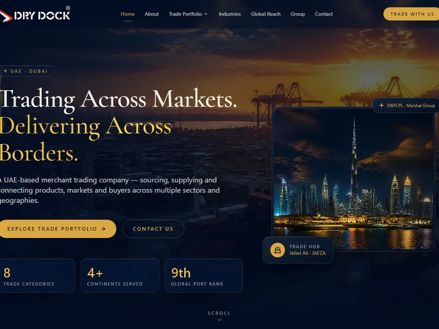 2026 Dry Dock Trading website homepage screenshot